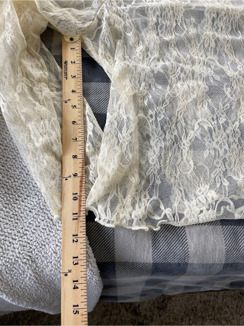 SHEIN Curve Ivory Sheer Lace Mesh Long Sleeve Top 4XL Romantic - Picture 8 of 9